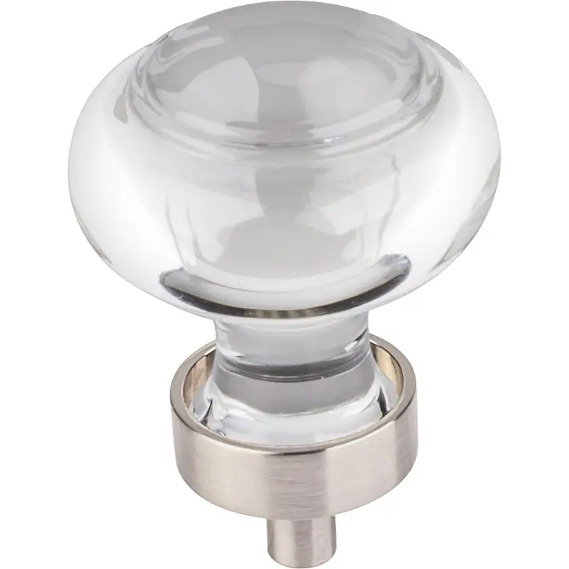 Harlow Small Button Glass Knob, 1-7/16" Dia.,  Satin Nickel