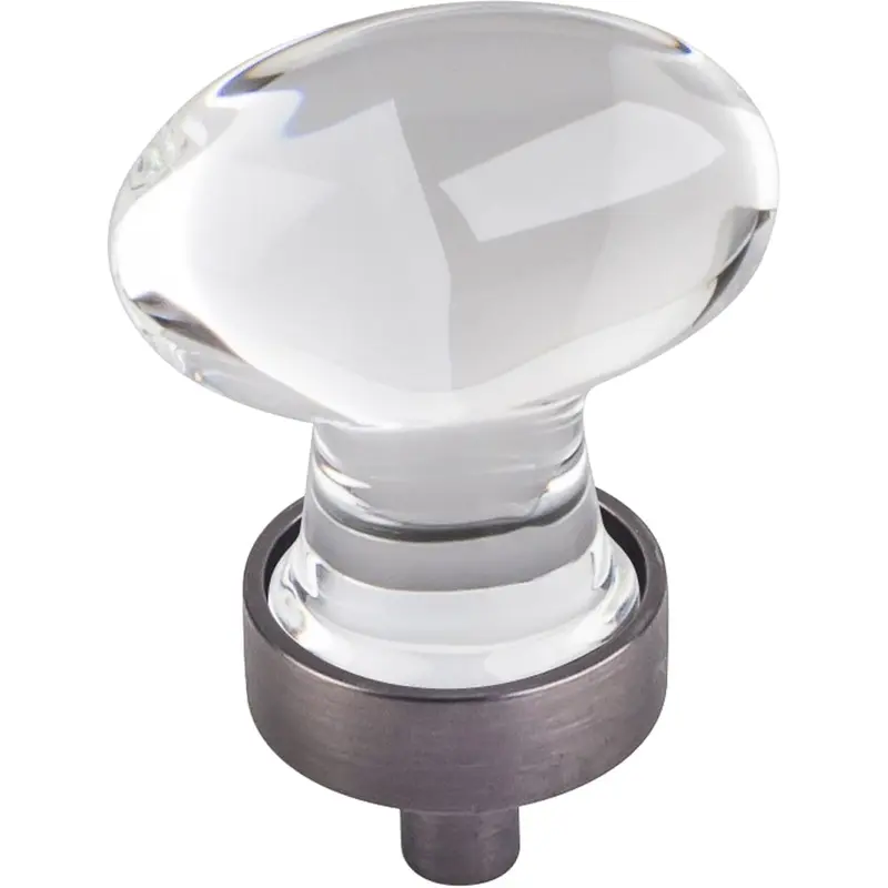 Harlow Small Football Glass Knob, 1-1/4" O.L.,  Brushed Pewter
