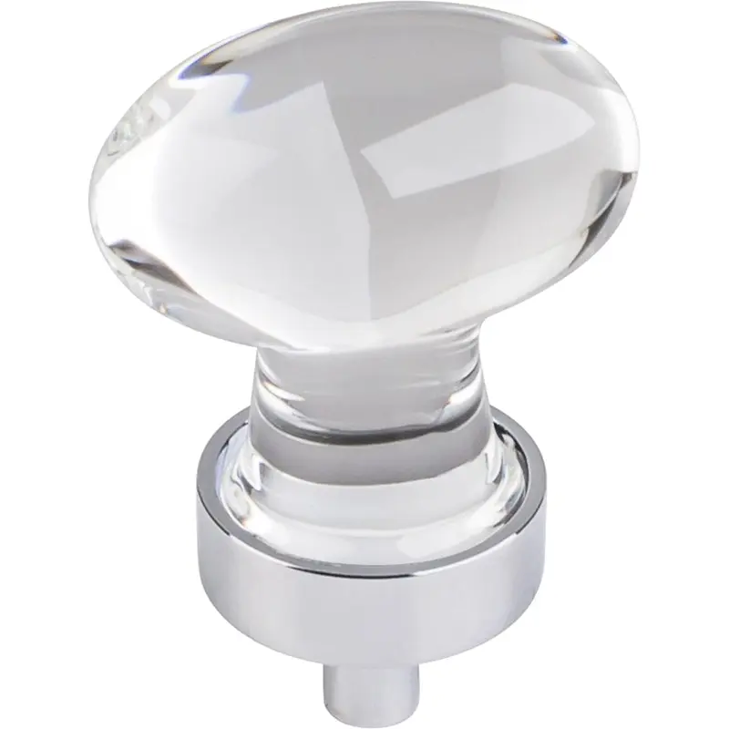 Harlow Small Football Glass Knob, 1-1/4" O.L.,  Polished Chrome