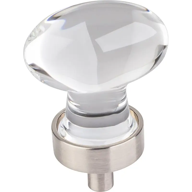 Harlow Small Football Glass Knob, 1-1/4" O.L.,  Satin Nickel