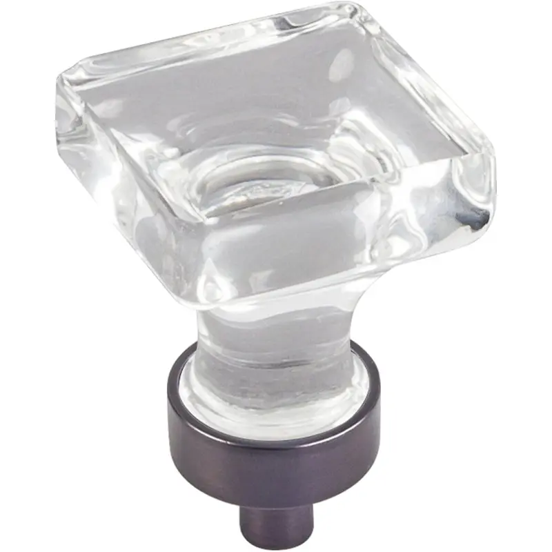 Harlow Small Square Glass Knob 1" O.L.,  Brushed Oil Rubbed Bronze