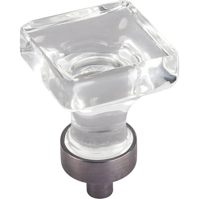 Harlow Small Square Glass Knob 1" O.L.,  Brushed Pewter