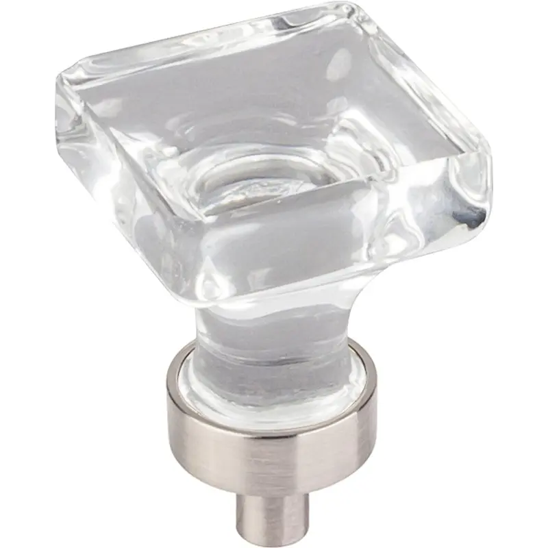 Harlow Small Square Glass Knob 1" O.L.,  Satin Nickel