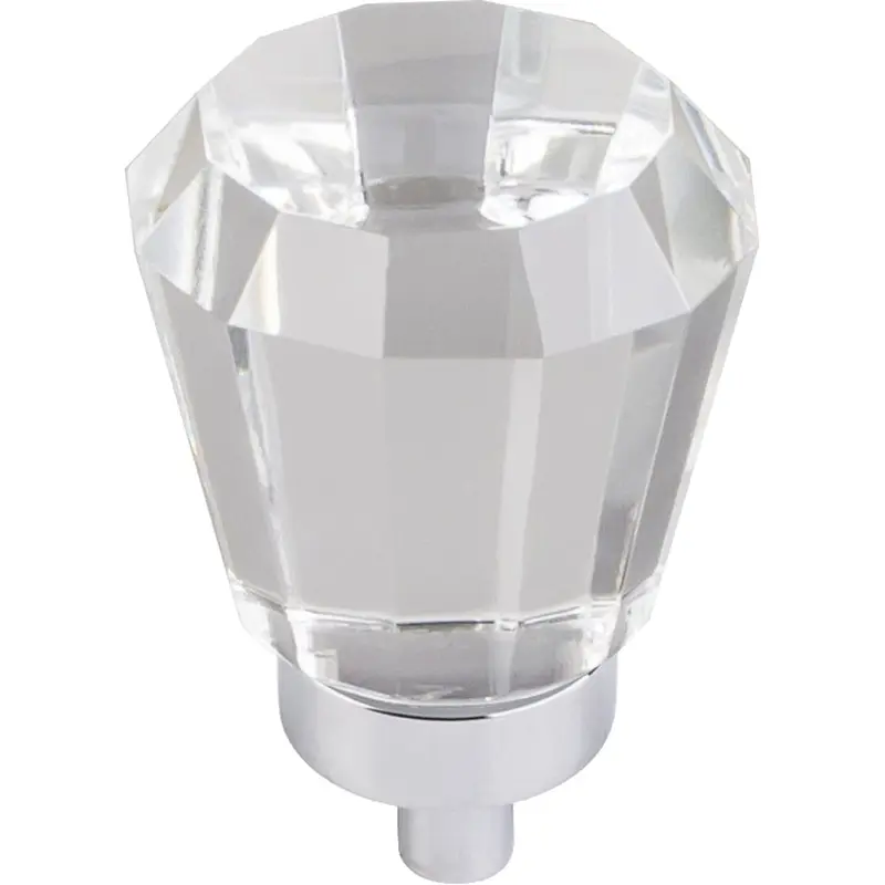 Harlow Small Tapered Glass Knob 1" Dia  Polished Chrome