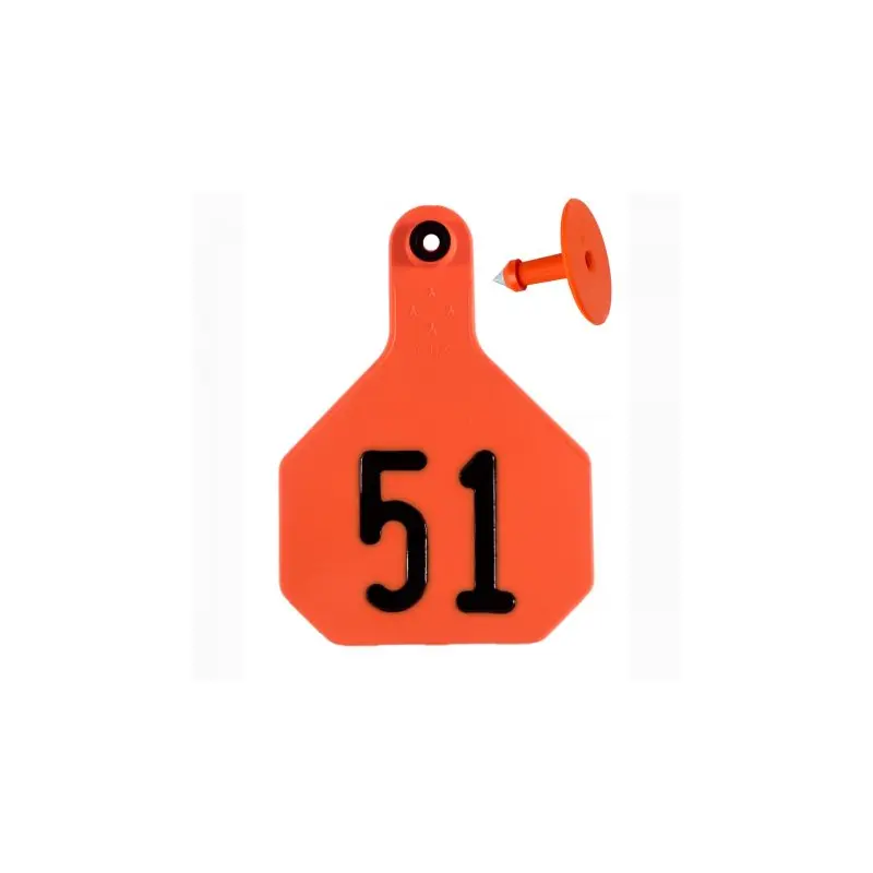 Y-Tex 4 Star Large Cattle Ear Tags Orange Numbered 51-75