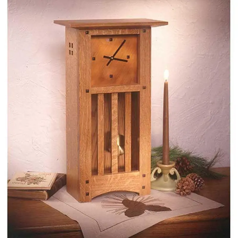 Downloadable Woodworking Project Plan to Build Arts and Crafts Mantle Clock
