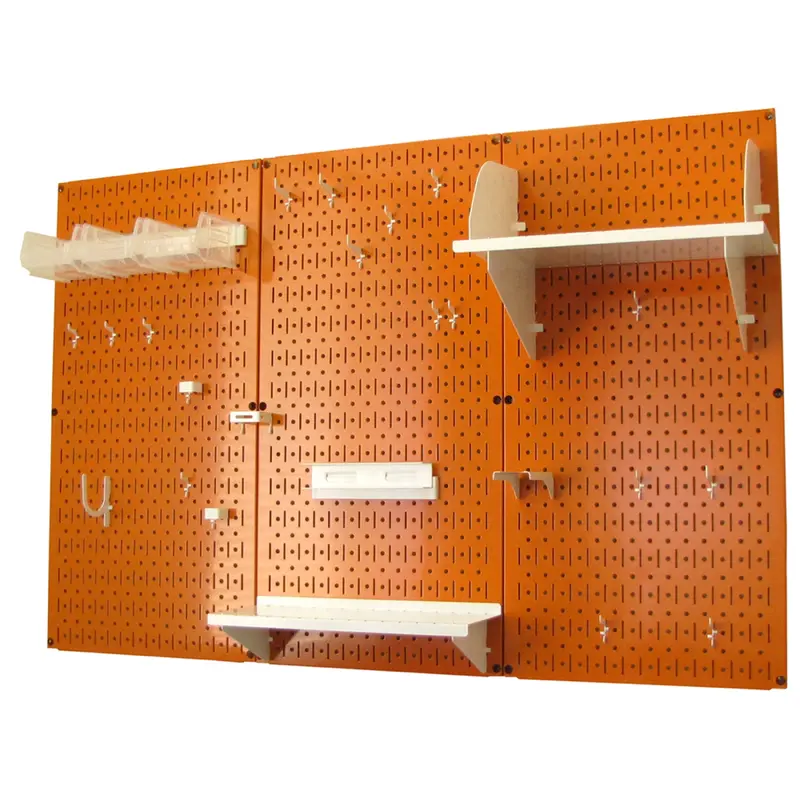4' Metal Pegboard Standard Tool Storage Kit - Orange Toolboard & White Accessories