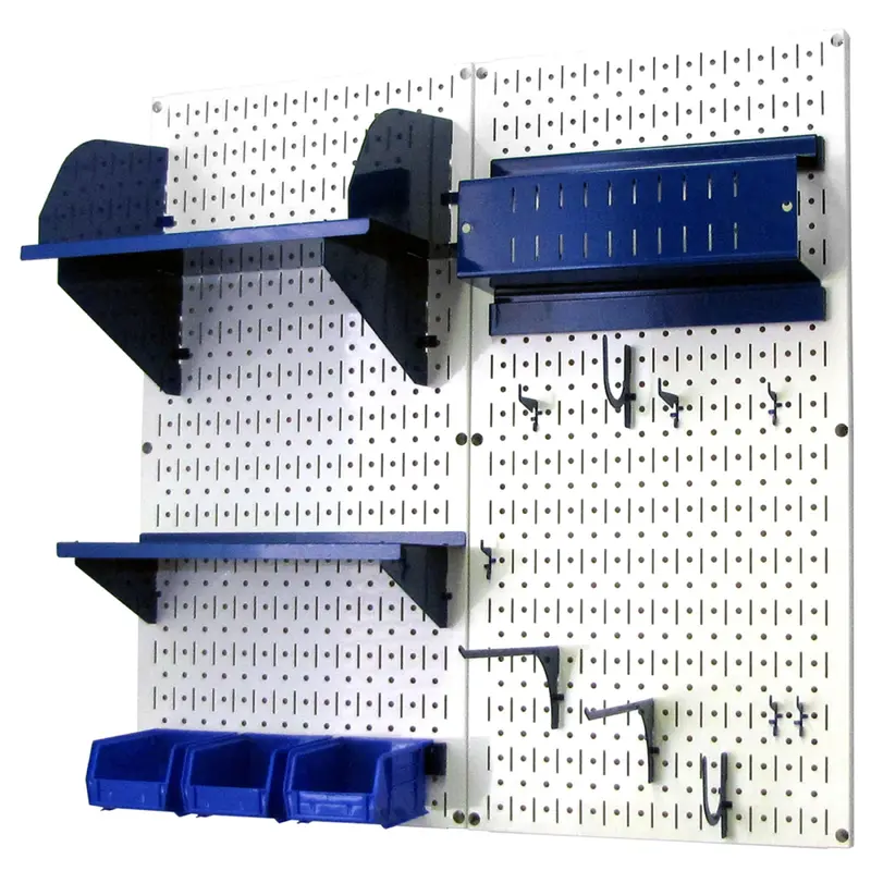 Pegboard Hobby Craft Pegboard Organizer Storage Kit with White Pegboard and Blue Accessories