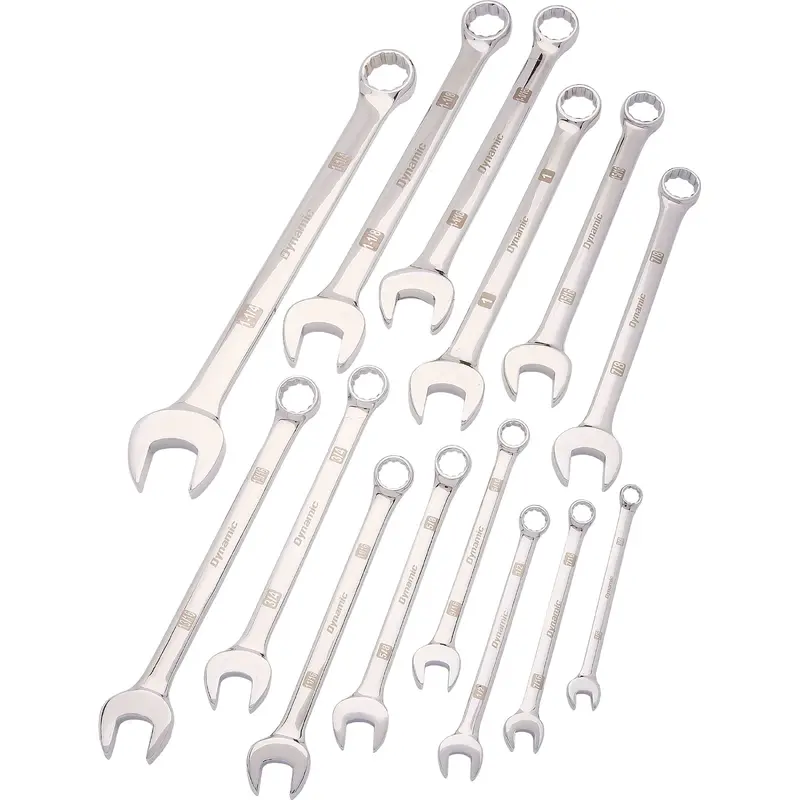 Combination Wrench Set with Mirror Chrome Finish, 14pc SAE, 3/8" - 1-1/4"