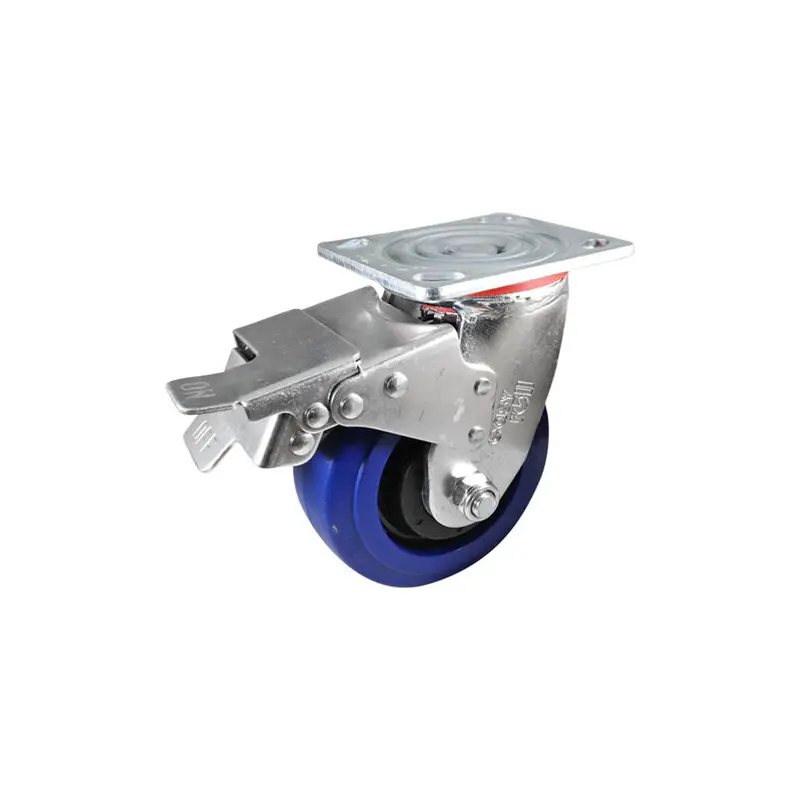 EasyRoll Red Urethane Swivel Plate Brake Castor