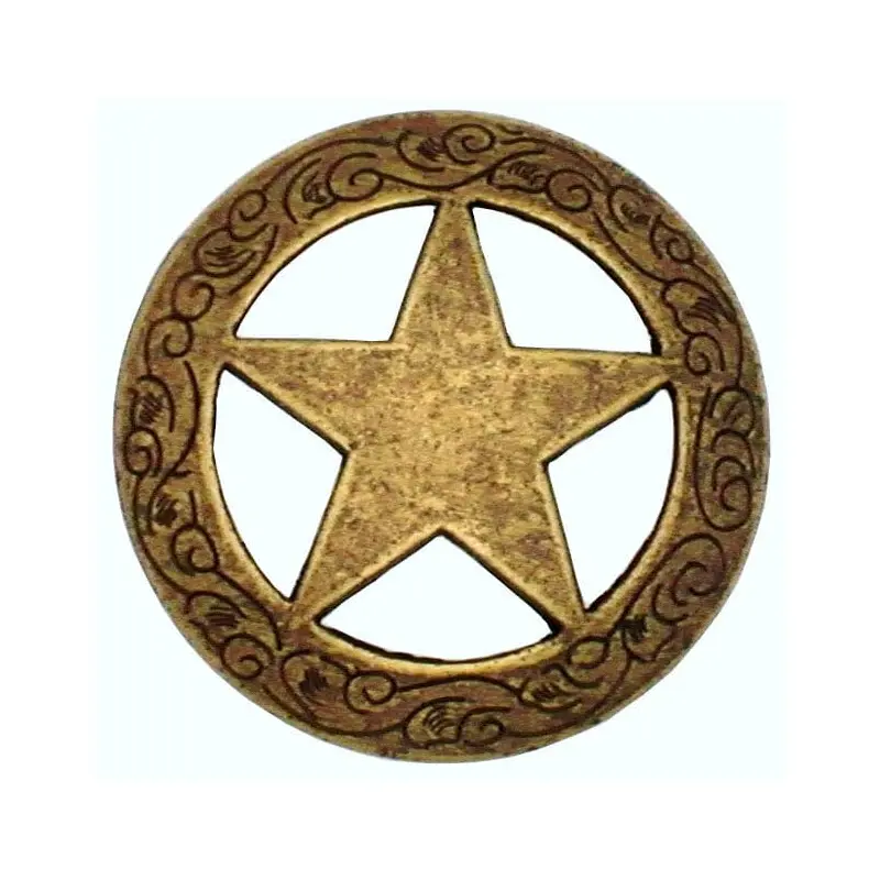 Star Knob with Engraved Edge, Brass Oxide