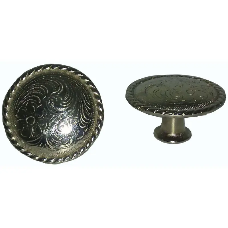 Engraved Flower Knob, Nickel
