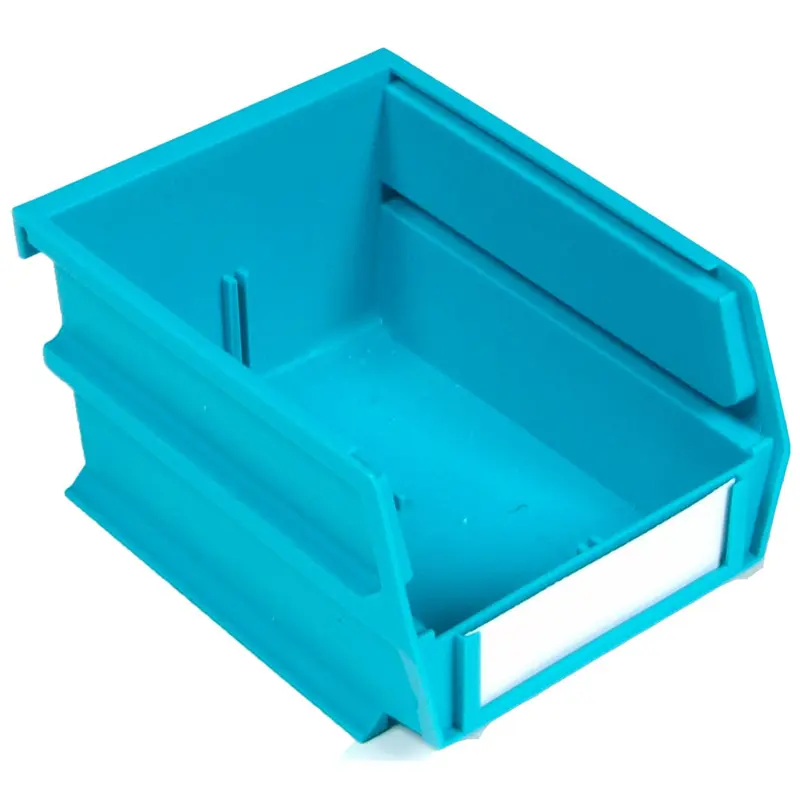 5-3/8" L x 4-1/8" W x 3" H Teal Stacking, Hanging, Interlocking Polypropylene Bins, 10 CT