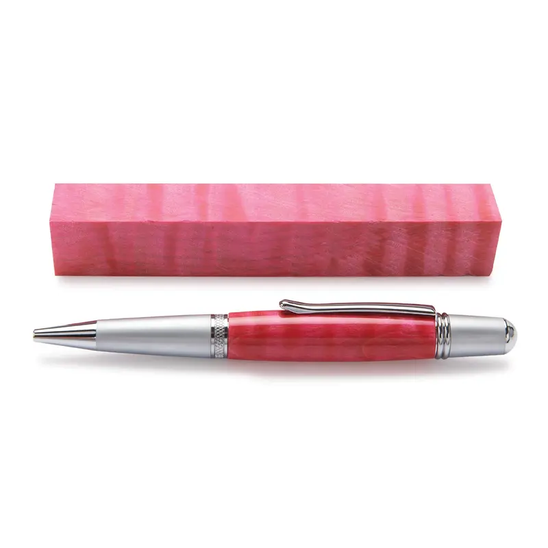 Stabilized & Dyed Curly Maple Pen Blank - 3/4" x 3/4" x 5" - Pink
