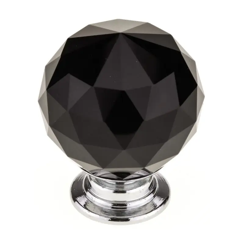 Contemporary Knob, 1-3/16" D, Chrome, Black