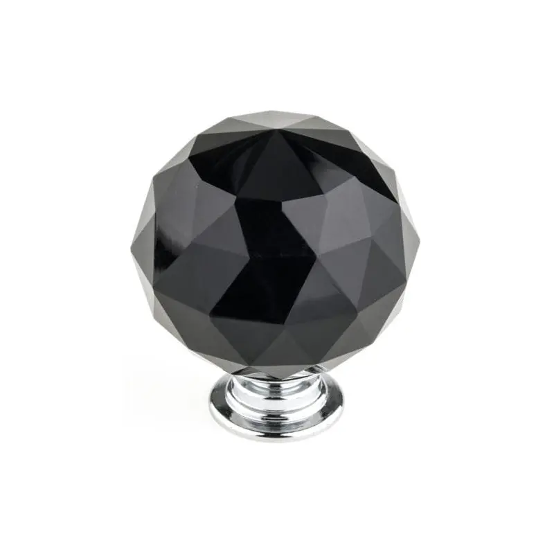 Contemporary Knob, 1-9/16" D, Chrome, Black