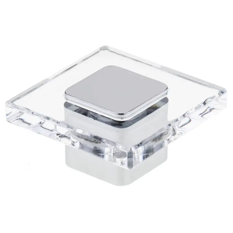 Contemporary Knob, 1-9/16" x 1-9/16", Chrome, Clear