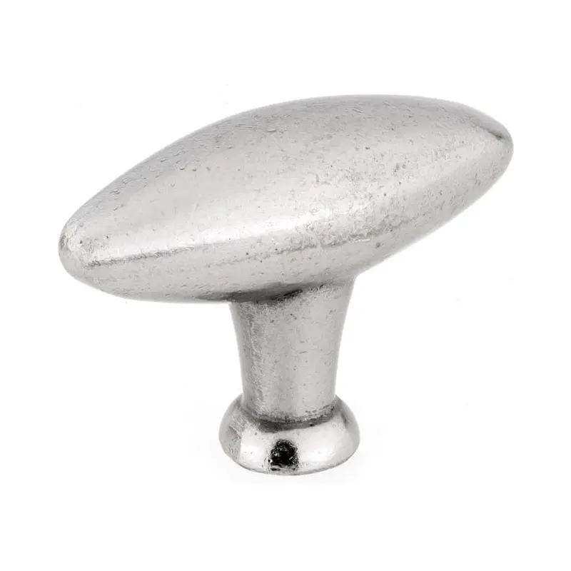 Traditional Oval Knob - 2-9/32" x 25/32" - Newcastle Antique Polished Nickel