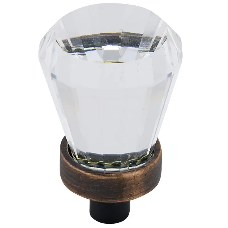 Traditional Swarovski Crystal Knob - 3/4" D - Brushed Oil-Rubbed Bronze