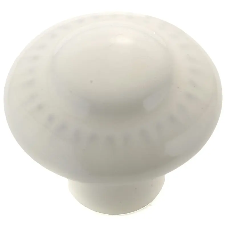 Traditional Ceramic Round Knob - 1-3/8" Diameter - White