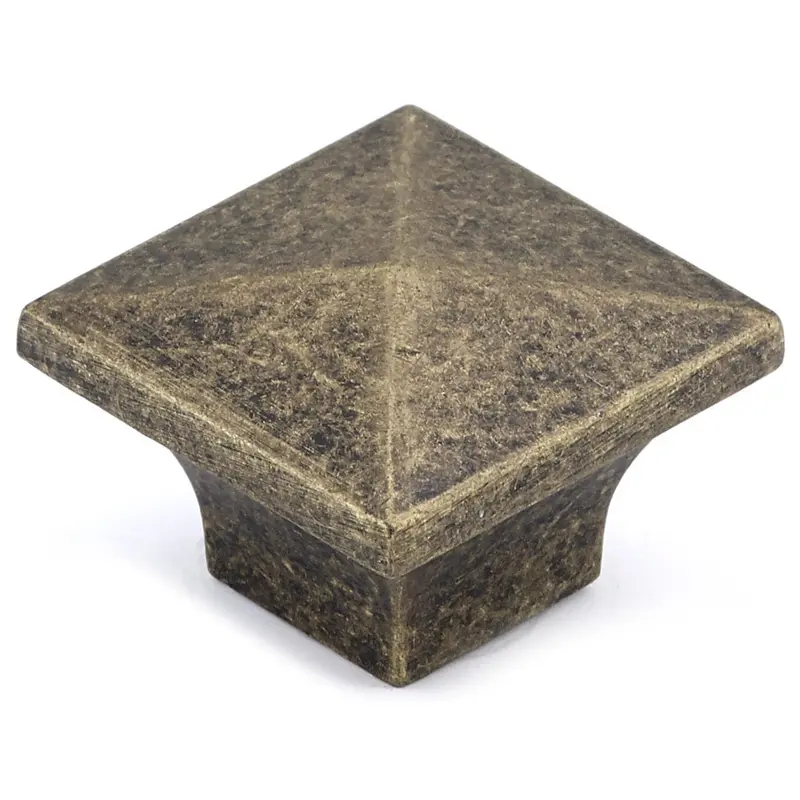 Traditional Knob, 1-1/4" x 1-1/4", Burnished Brass