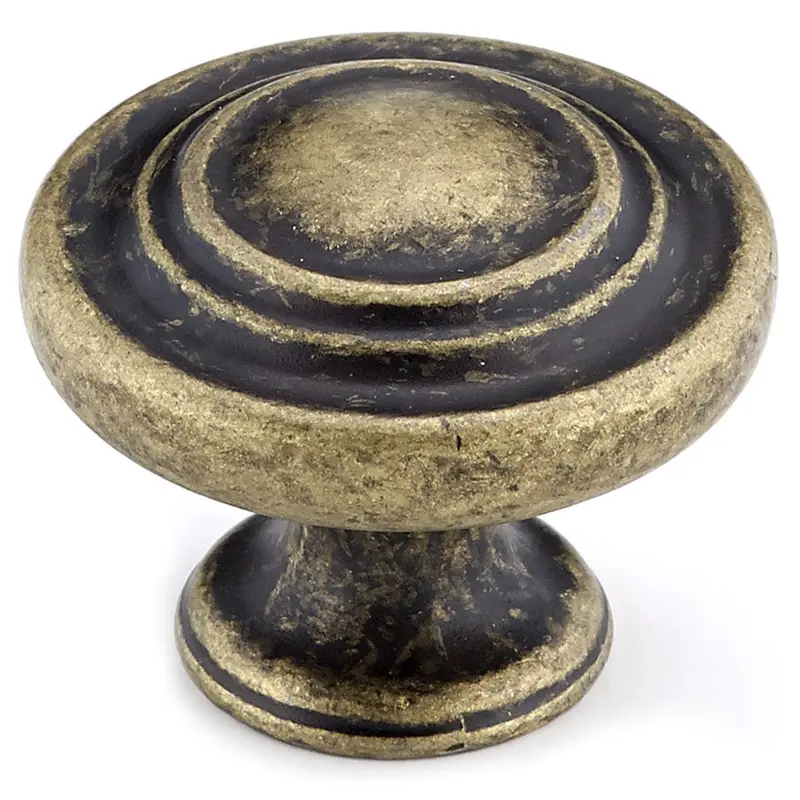 Traditional Knob, 1-5/16" D, Burnished Brass