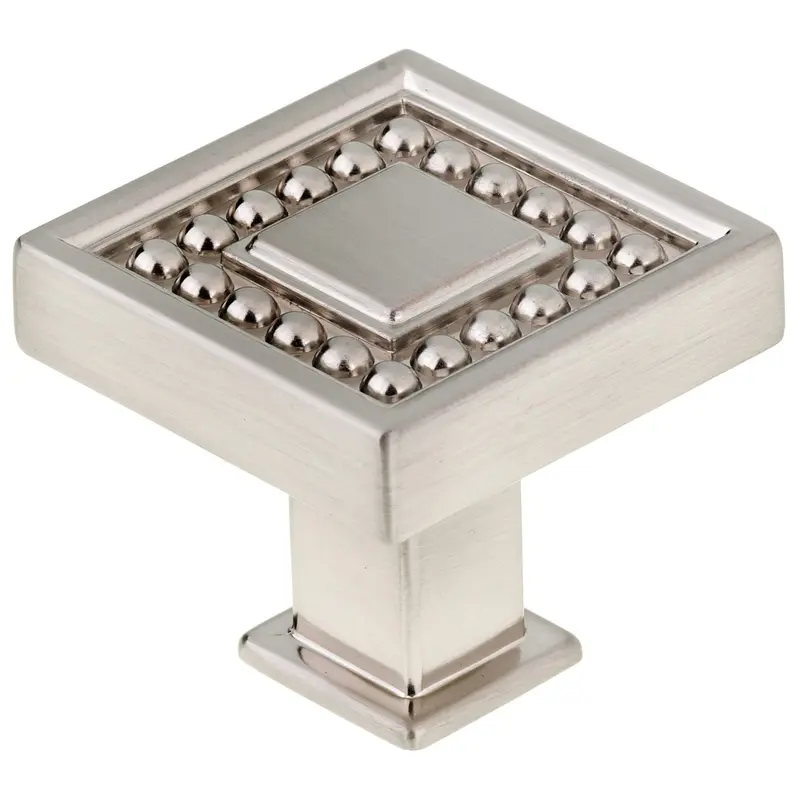 Transitional Knob, 1-5/16" x 1-5/16", Brushed Nickel