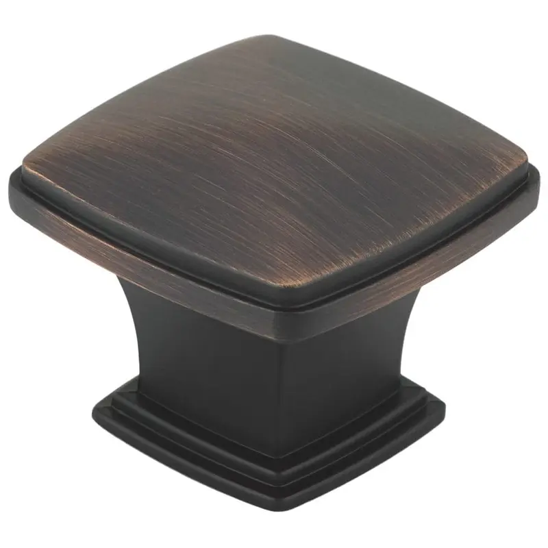 Transitional Square Knob - 1-11/16" x 1-11/16" - Brushed Oil-Rubbed Bronze