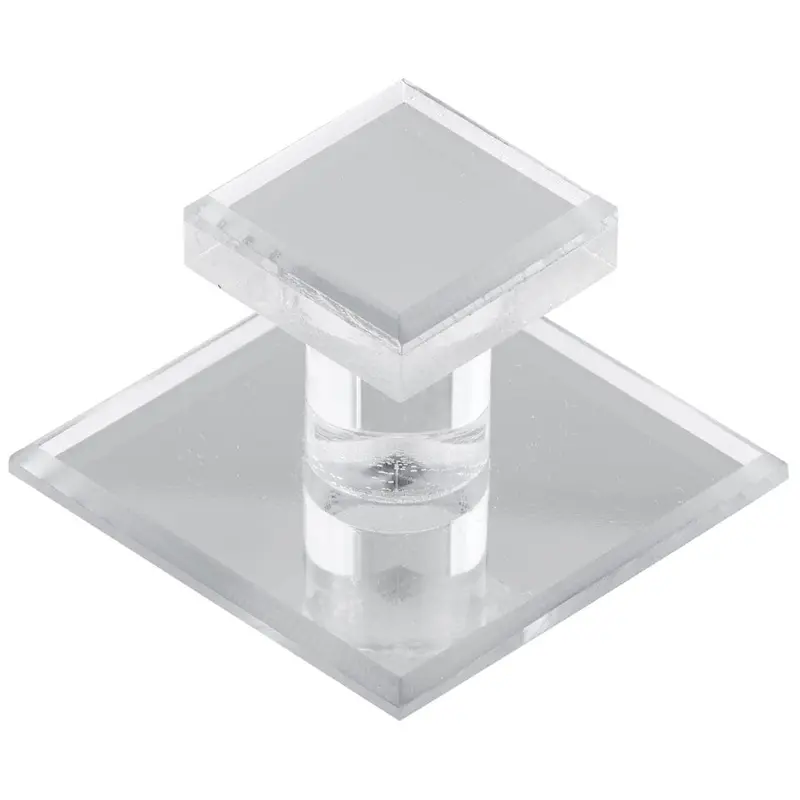 Contemporary Knob, 1-25/32" x 1-25/32", Transparent, Mirror Effect