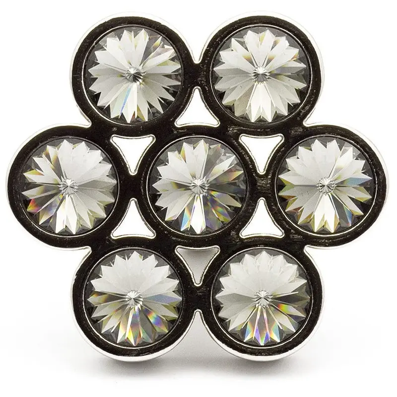 Contemporary Knob, 1-7/8" x 1-23/32", Smoked Crystal, Chrome