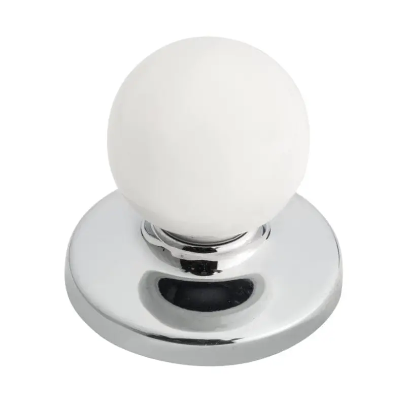 Functional Knob, 1-1/4" D, Chrome, White
