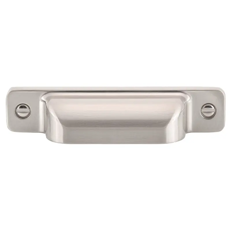 Transitional Cup Pull, 3-3/4" Center-to-Center, Brushed Nickel