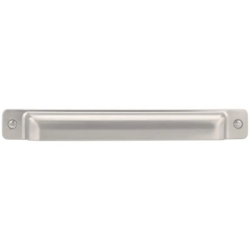 Transitional Cup Pull, 7-9/16" Center-to-Center, Brushed Nickel