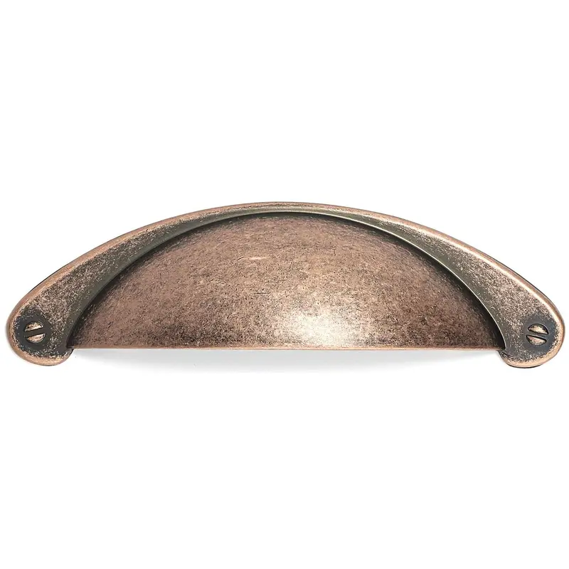 Traditional Cup Pull, 3" Center-to-Center, Antique Copper