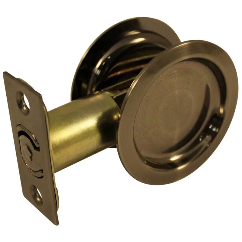 2-7/16" (62 mm) Pocket Door Pull Round Antique Nickel Passage