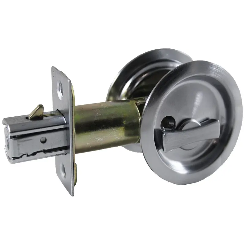 2-7/16" (62 mm) Pocket Door Pull Round Brushed Nickel Privacy