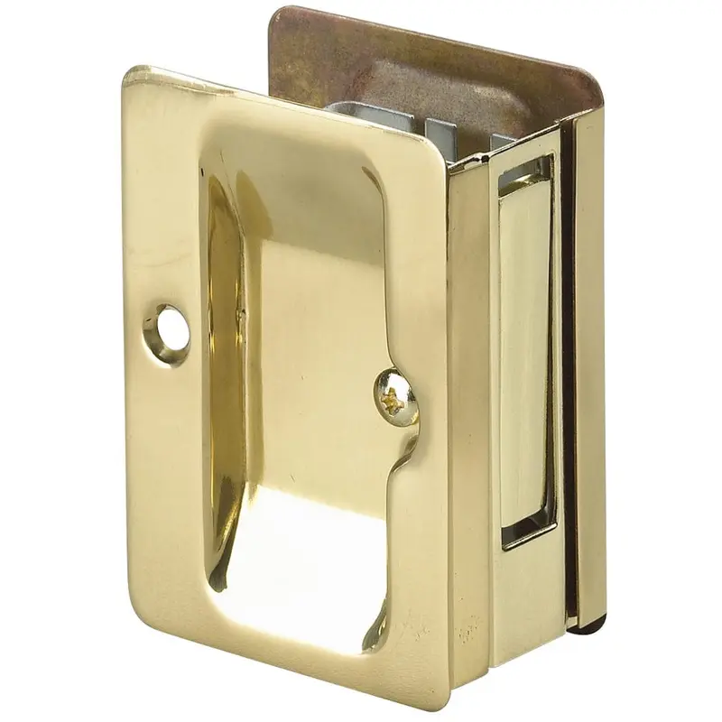 3-7/32" (82 mm) Pocket Door Pull Rectangular Brass Passage