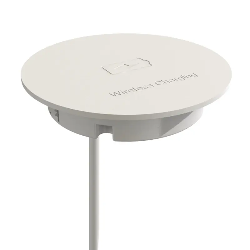 Recessed Top Mount Wireless QI Charging Station White