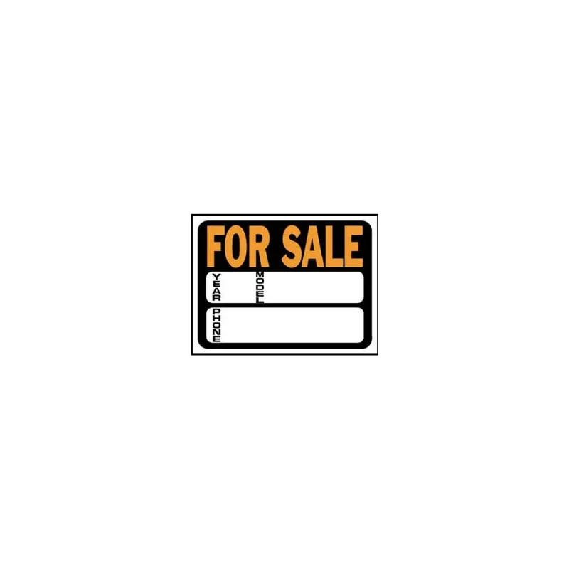 "Auto For Sale" Sign, Hy-Glo Orange/ Black Plastic, 9 x 12-In.