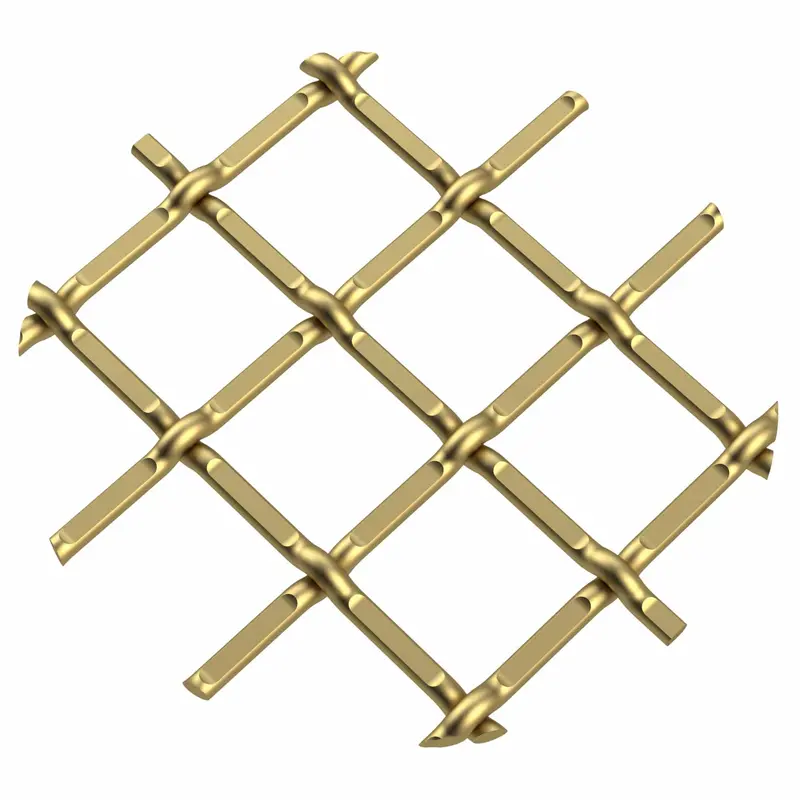 .5" Round Single Diamond Decorative Grille - Satin Brass, 18" W x 48" L Sheet