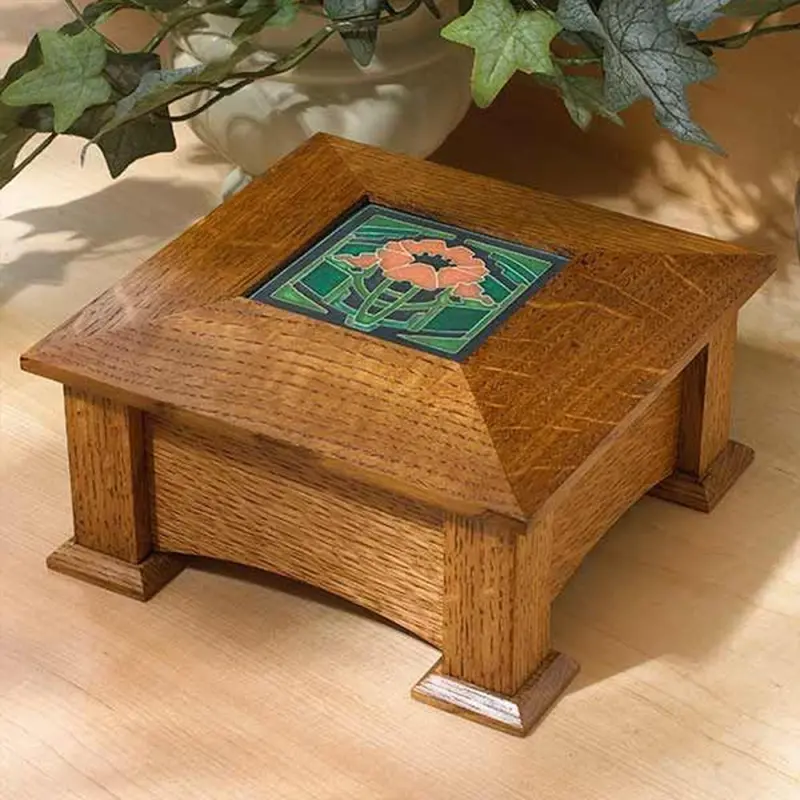 Downloadable Woodworking Project Plan to Build Tile-Topped Keepsake Box
