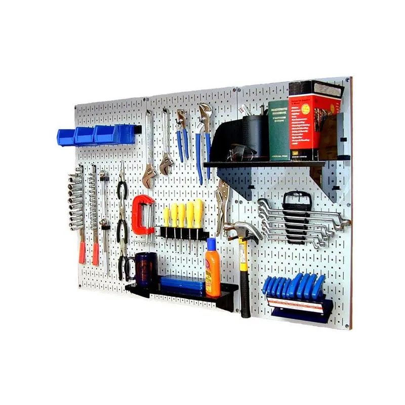 Steel Pegboard Standard Workbench Kit - White with Black Accessories - 4' Coverage