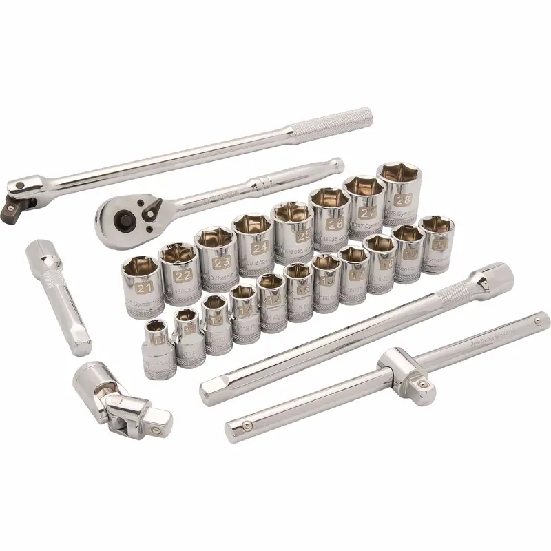 1/2" Drive 25pc 6-Point Standard Metric Socket Set, 10mm - 28mm