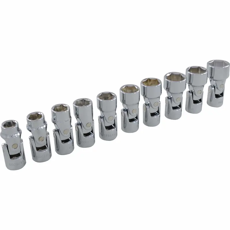 3/8" Drive 10pc 6-Point Metric Universal Joint Socket Set, 10mm - 19mm