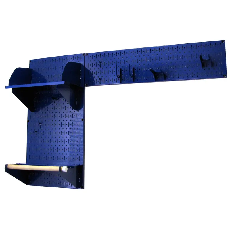 Pegboard Garden Tool Board Organizer with Blue Pegboard and Blue Accessories
