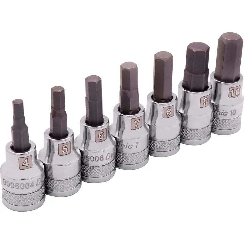 3/8" Drive 7pc Metric Standard Hex Socket Set, 4mm - 10mm
