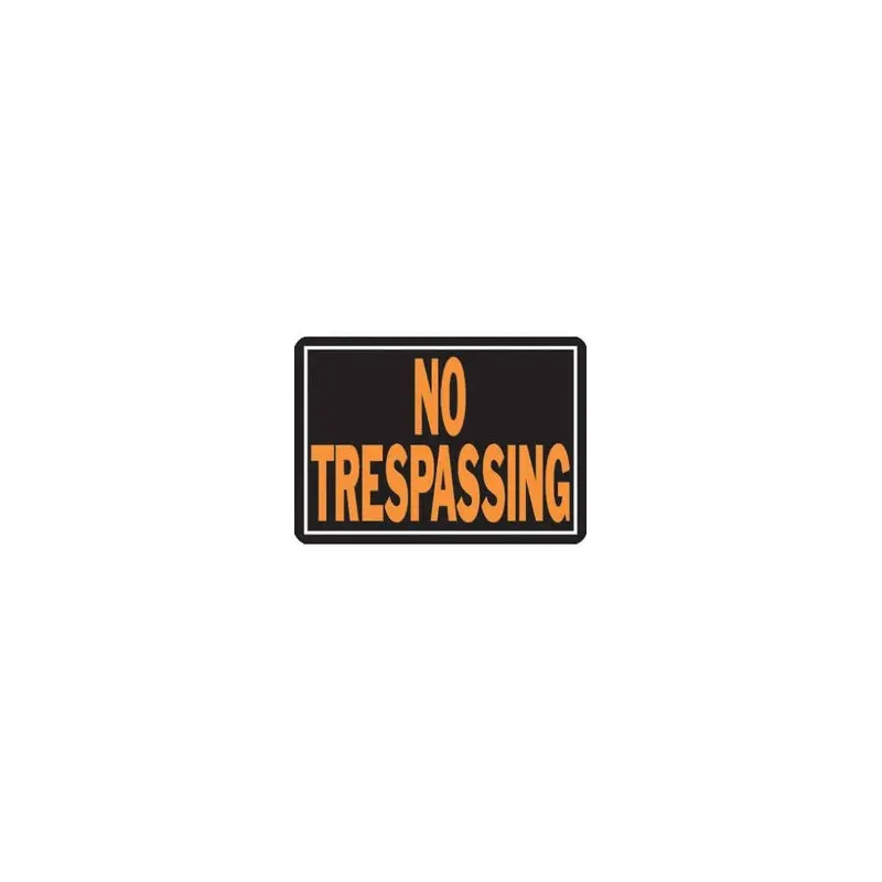 "No Trespassing" Sign, Hy-Glo Orange & Black Aluminum, 10 x 14-In.