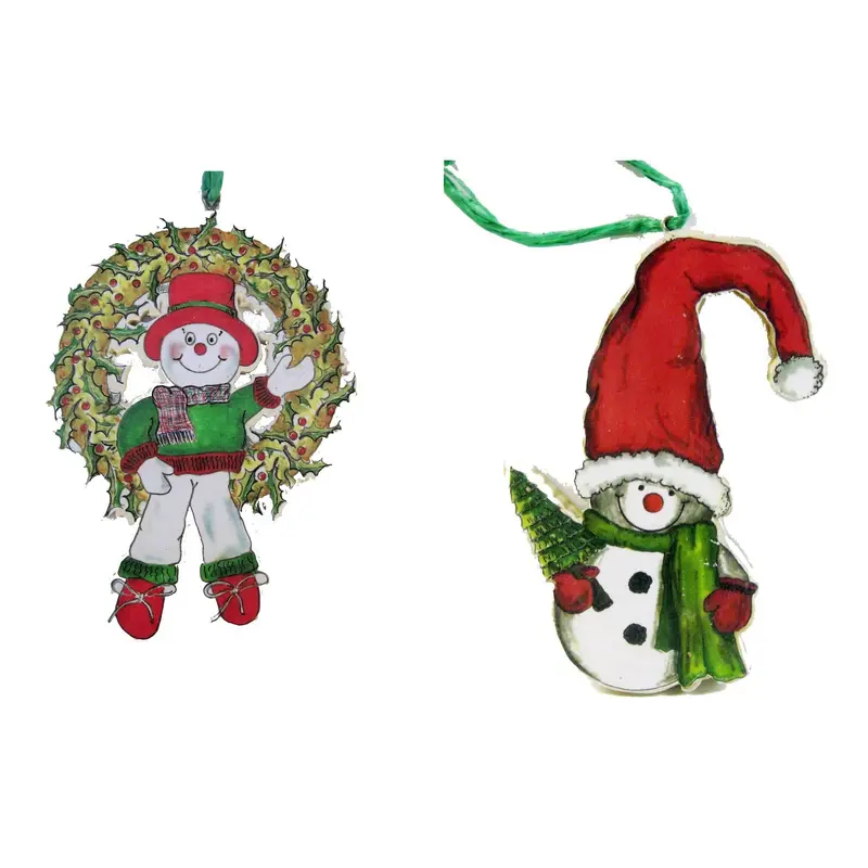 Wreath & Snowman Ornaments  Woodworking Pattern and Picture