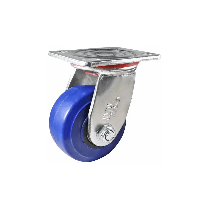EasyRoll Blue Rubber Swivel Plate Castor - J2 Series