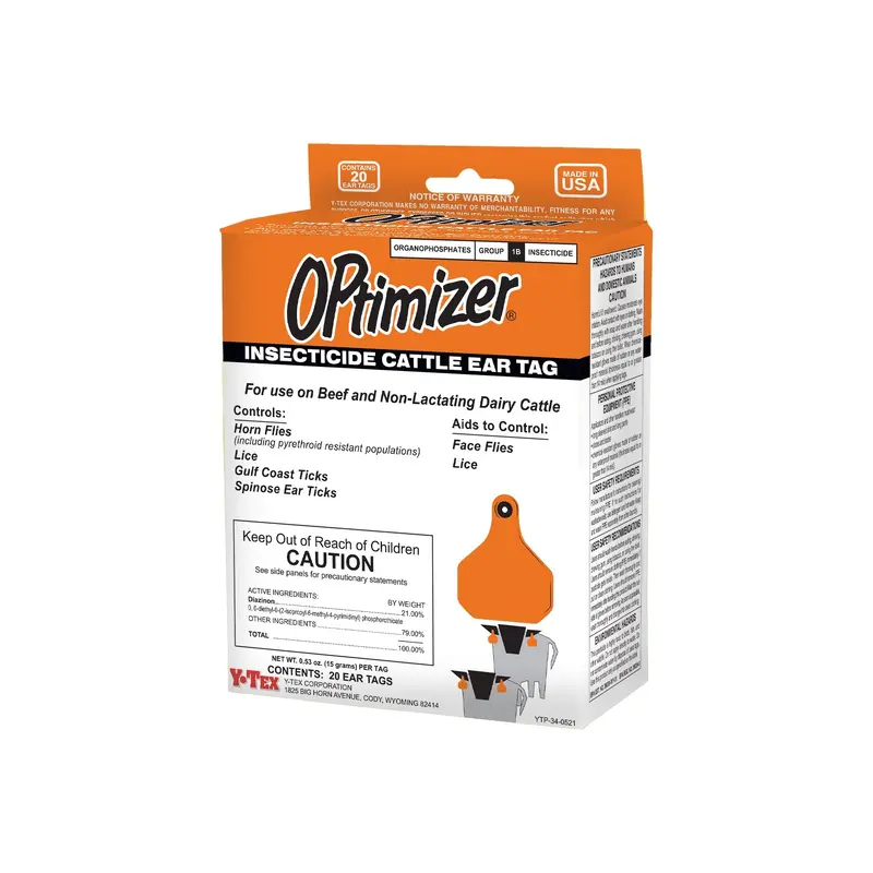 Y-Tex Optimizer Combo Insecticide Cattle Ear Tag, 20/pk